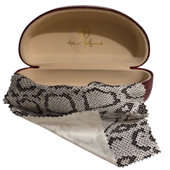 Croco Snake Glasses Case Cloth Hard Clamshell Frame Red Brown Grey Python - Picture 3 of 5